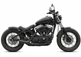Fototapeta premium Sleek black custom motorcycle isolated presenting a modern urban aesthetic