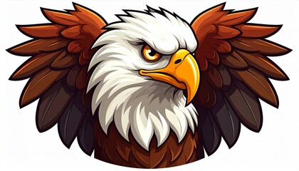 Fototapeta premium Fierce eagle mascot glares with bold feathers and beak.