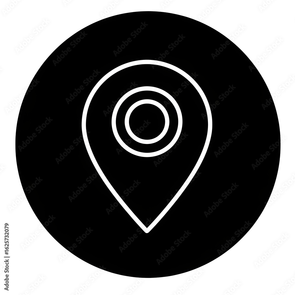 Poster modern minimalist location pin icon for navigation and travel planning, easily adaptable for digital