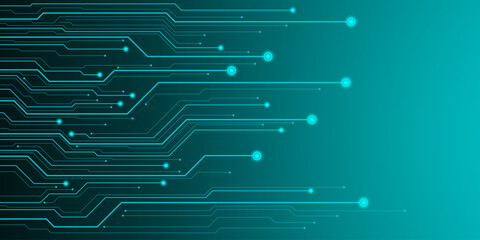 Futuristic technology green circuit board background design. Ideal for technology banners, digital marketing, and innovation themes.