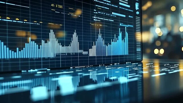 Dynamic stock market data visualization with financial charts and graphs