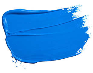 Thick paint smear in blue color isolated on transparent background