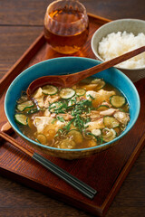 冷や汁とご飯の和風夏ごはん｜宮崎県の郷土料理