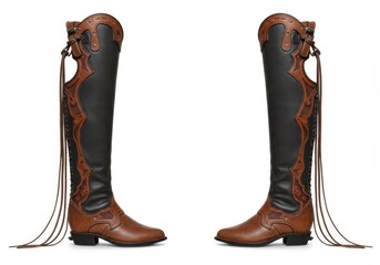 Elegant and vintage-inspired riding boots showcasing artisanal craftsmanship