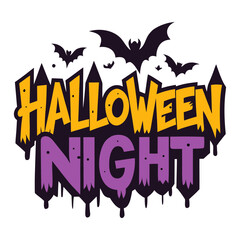 Halloween night typography vector silhouette graphic design. Halloween t shirt design, halloween night vector illustration.