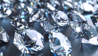 Diamonds scattered on dark background