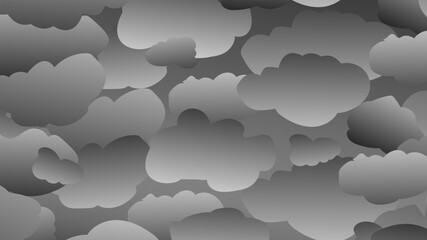 Abstract cartoon clouds black sky on background.