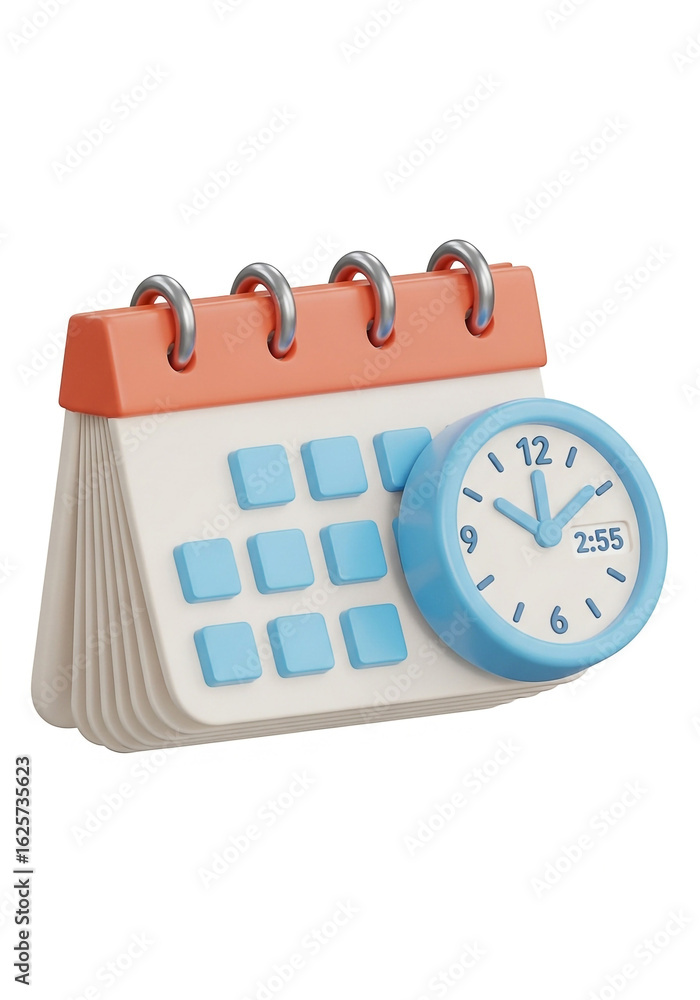Fototapete a 3d rendering of a calendar and clock for scheduling appointments and managing time effectively