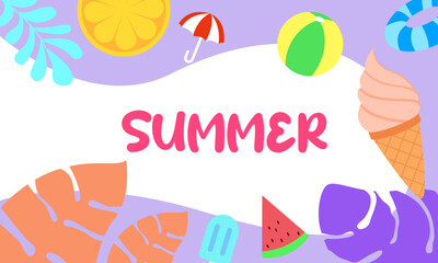 Colorful Summer background layout banners design. Horizontal poster, greeting card, header for website