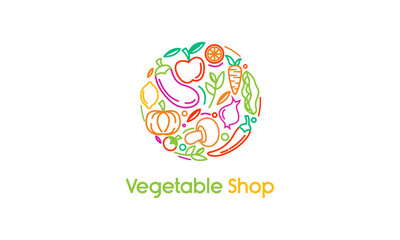 Organic food emblem and badge, healthy vegan vegetarian food vector design