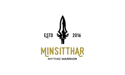 Glorious Warrior Logo vintage, Spear logo template, Vintage Retro  Arrowhead Spear logo