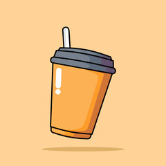 Coffee Cup Cartoon Vector Icon Illustration. Drink Beverage Icon Concept Isolated Premium Vector. Flat Cartoon Style