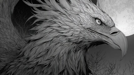 Grimy mythical bird profile