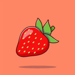 Strawberry Fruit Cartoon Vector Icon Illustration. Food Nature Icon Concept Isolated Premium Vector