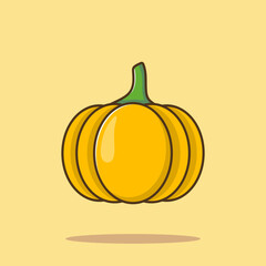 Pumpkin Fruit Cartoon Vector Icon Illustration. Food Nature Icon Concept Isolated Premium Vector