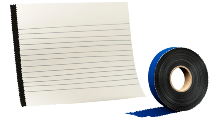 Notebook paper and blue decorative washi tape for crafts activities