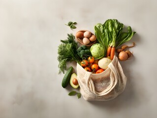 Fresh Vegetable Bag on Table