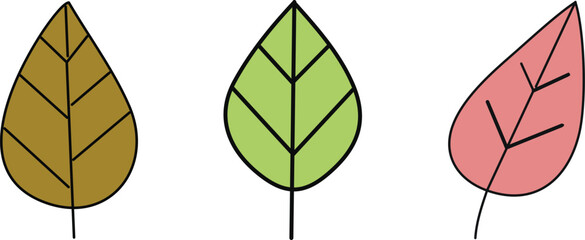 Collection of three colored leaves illustration