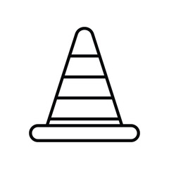 Simple Outline of a Traffic Cone on a White Background