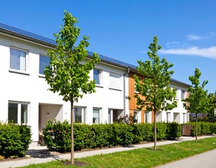 Obraz premium Modern row houses with green landscaping