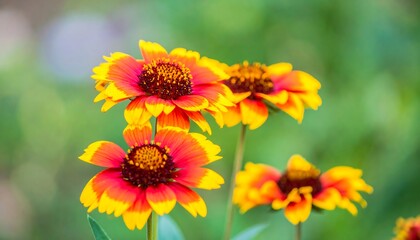 Obraz premium Vivid Close-Up of Gaillardia Flowers with Vibrant Red and Yellow Petals