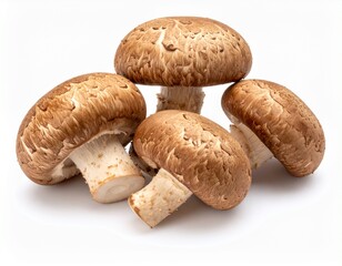 Fototapeta premium 白背景に孤立した複数個の椎茸 