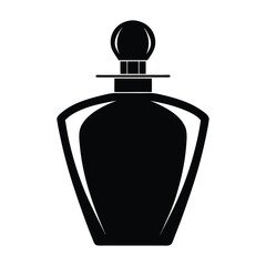 a black and white silhouette of a perfume bottle.