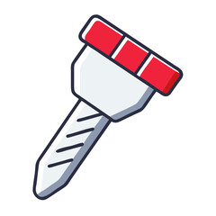 Icon of a red and white screw with a striped head  