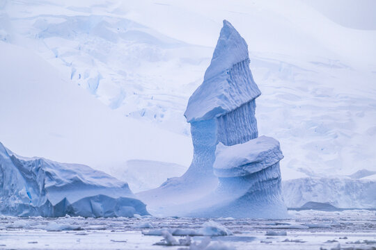Photographs of towering Ice burgs s in paradise bay antarctica