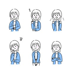 スーツの女性のイラストセット