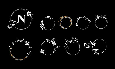 Set of letter Template floral logo design