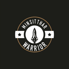 Glorious Warrior Logo vintage, Spear logo template, Vintage Retro Arrowhead Spear logo