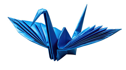 Origami Crane: The art of origami takes flight with this pristine, meticulously crafted crane, rendered in vibrant blue and inviting an appreciation for traditional Japanese paper folding.