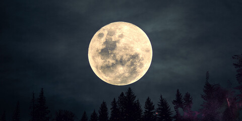 night landscape with moon and clouds
