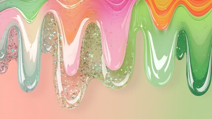 Melted Wax Texture with Pastel Color Streaks and Layered Design