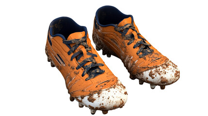 Cleats covered in mud after an intense game on the field