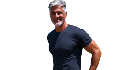 Male model posing confidently with a smile and casual attire