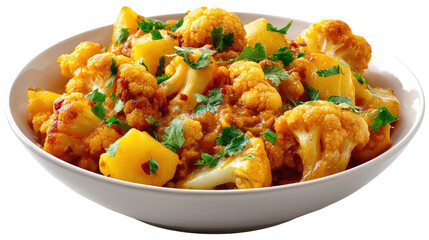 Cauliflower and Potato Delight: A vibrant, appetizing photo showcases a bowl of delicious cauliflower and potato dish.