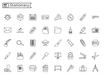 Set of Stationary Icons for business, office, company information and services, communication and support, for websites and mobile websites and apps.