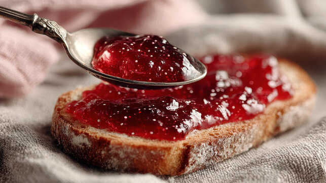 Delicious guava jam spread on rustic bread for breakfast enjoyment