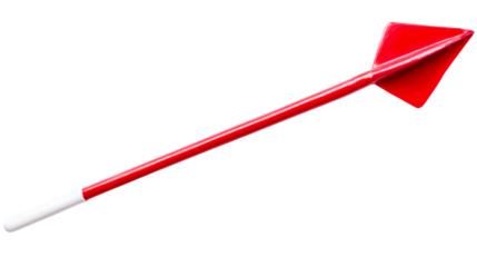 Colorful red arrow with white tip on transparent background