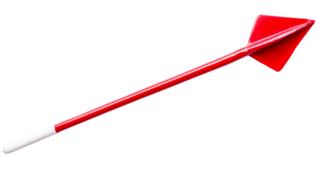 Colorful red arrow with white tip on transparent background