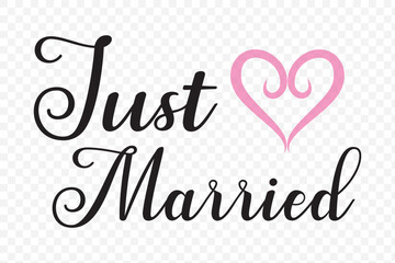 Just married Family vector calligraphic inscription al typography text