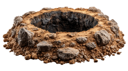 Crater Landscape: A detailed, close-up shot reveals the rugged texture of a stark crater landscape. The scene exudes a sense of raw, untamed beauty, inviting exploration. 
