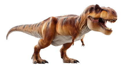 Tyrannosaurus Rex: An imposing Tyrannosaurus Rex in a dynamic pose, capturing the awe-inspiring presence of this prehistoric predator, revealing the raw power and majesty of the dinosaur.