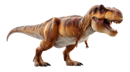 Tyrannosaurus Rex: An imposing Tyrannosaurus Rex in a dynamic pose, capturing the awe-inspiring presence of this prehistoric predator, revealing the raw power and majesty of the dinosaur.