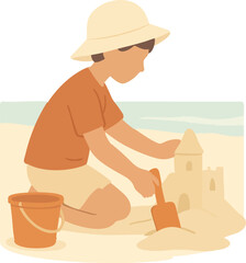 Person building sandcastle illustration