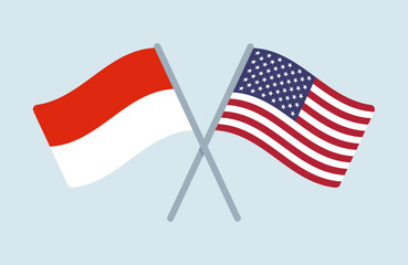 Vector Indonesia and United States Flags Illustration