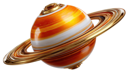 Celestial Jewel: A mesmerizing display, featuring a miniature, ornately designed planet, complete with its elegant ring system. The exquisite craftsmanship radiates a sense of wonder and elegance.