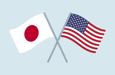 Vector Japan and United States Flags Illustration